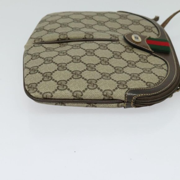 GUCCI GG Supreme Web Sherry Line Bag PVC Beige Gold 904 02 047 Auth th5842 - Picture 5 of 16